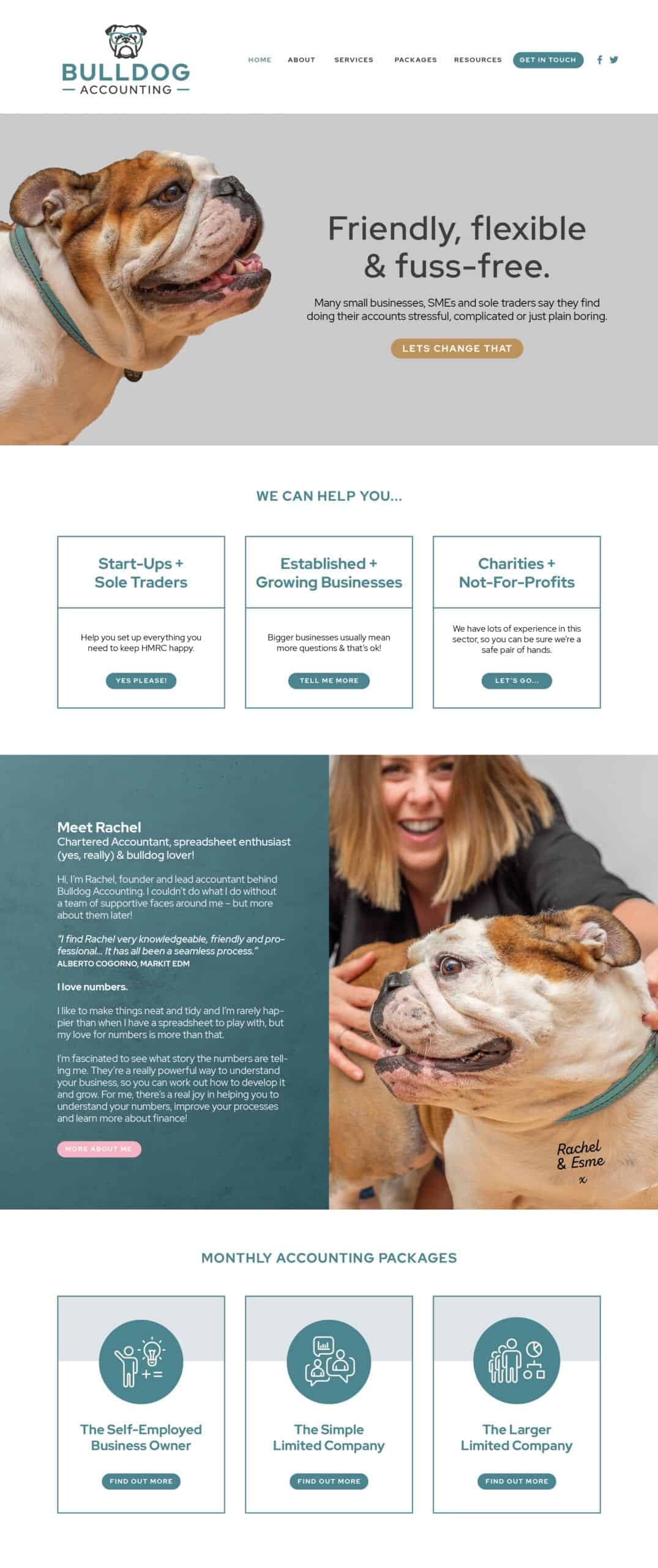 bulldog accounting website design layout journey