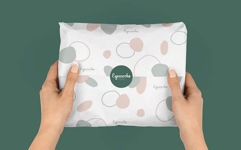 eyeworks london packaging design branded tissue paper sticker