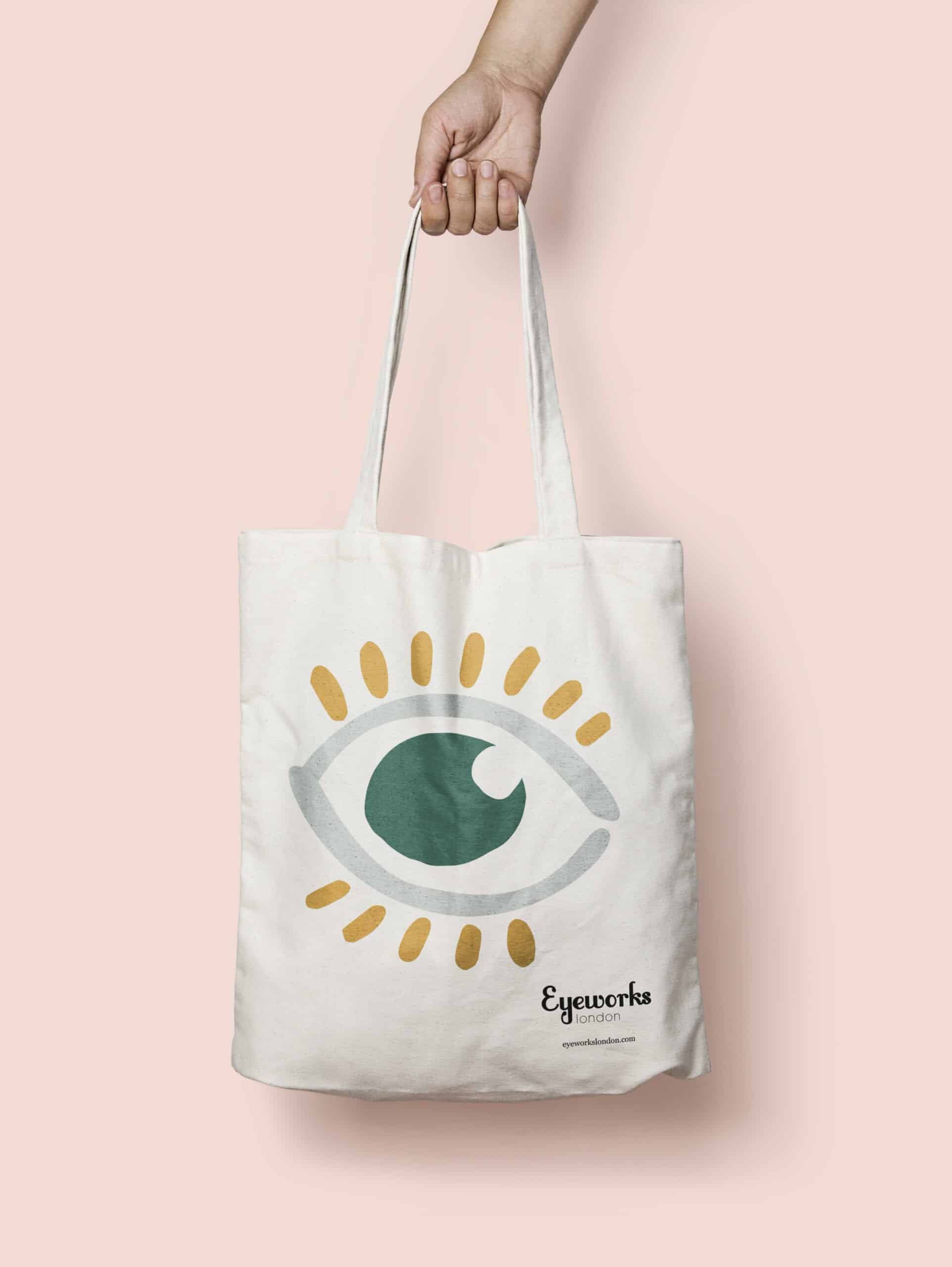eyeworks london eye layout tote bag design