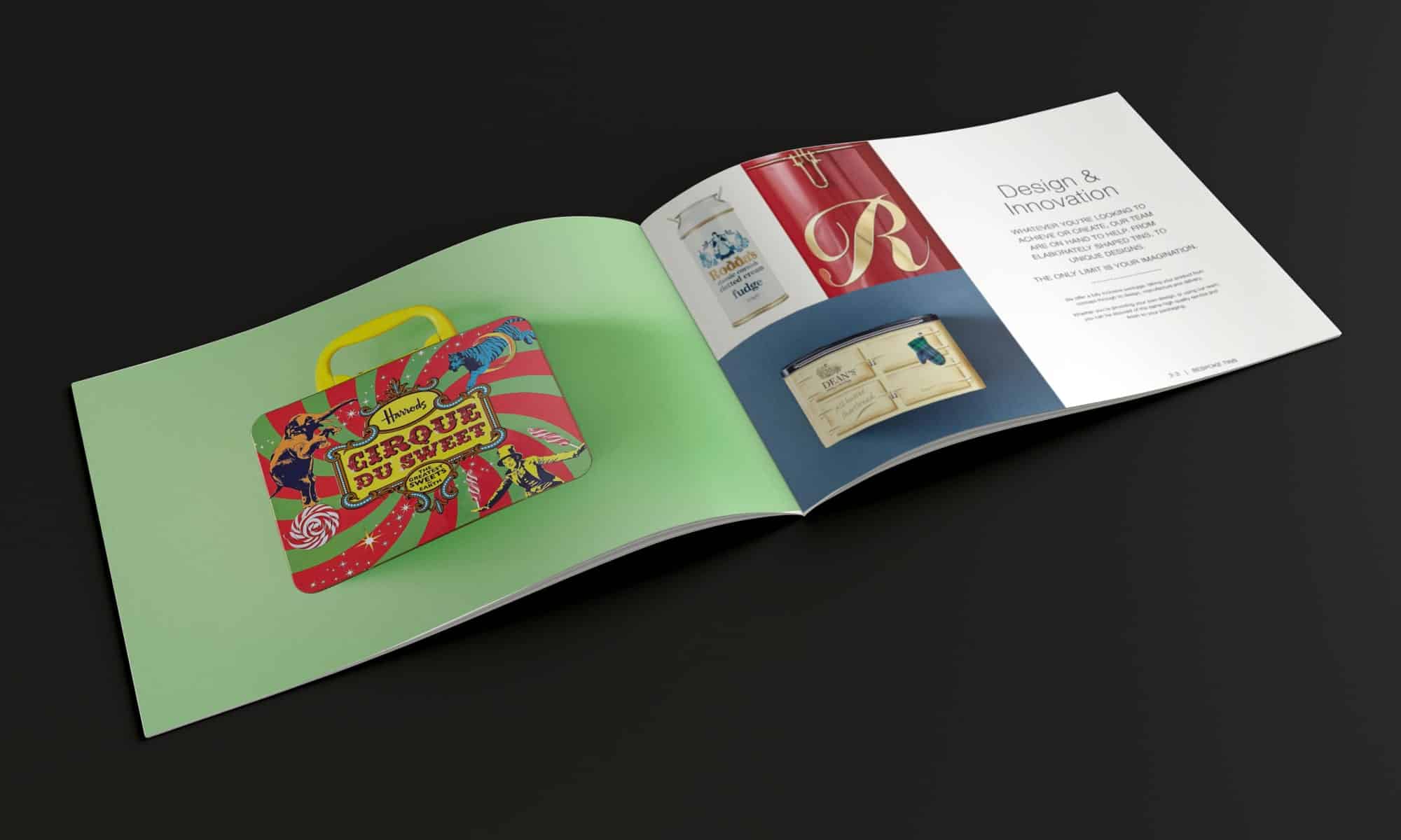 tinware direct brochure layout design centre spread