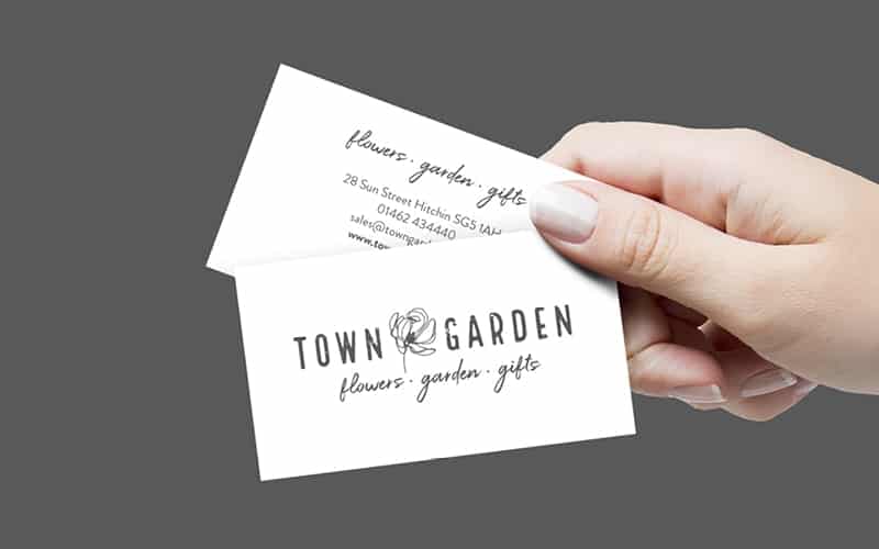 town garden hitchin florist business card design