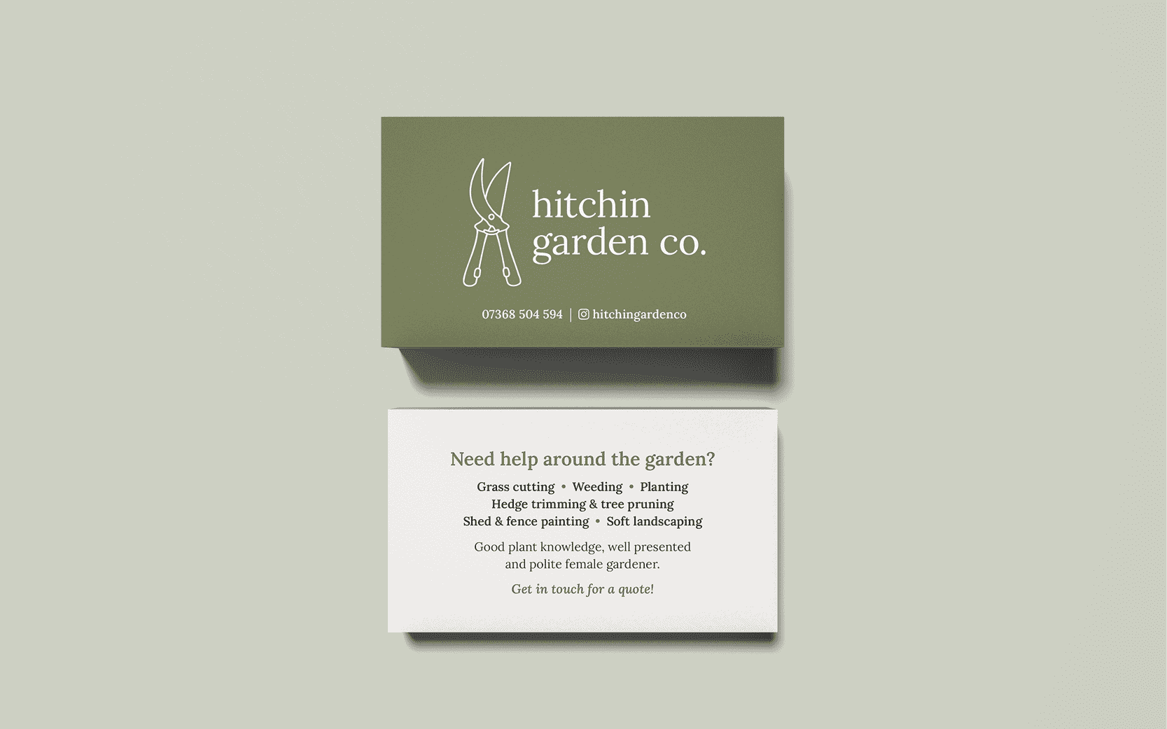 Hitchin Garden Co. Business Card Creative