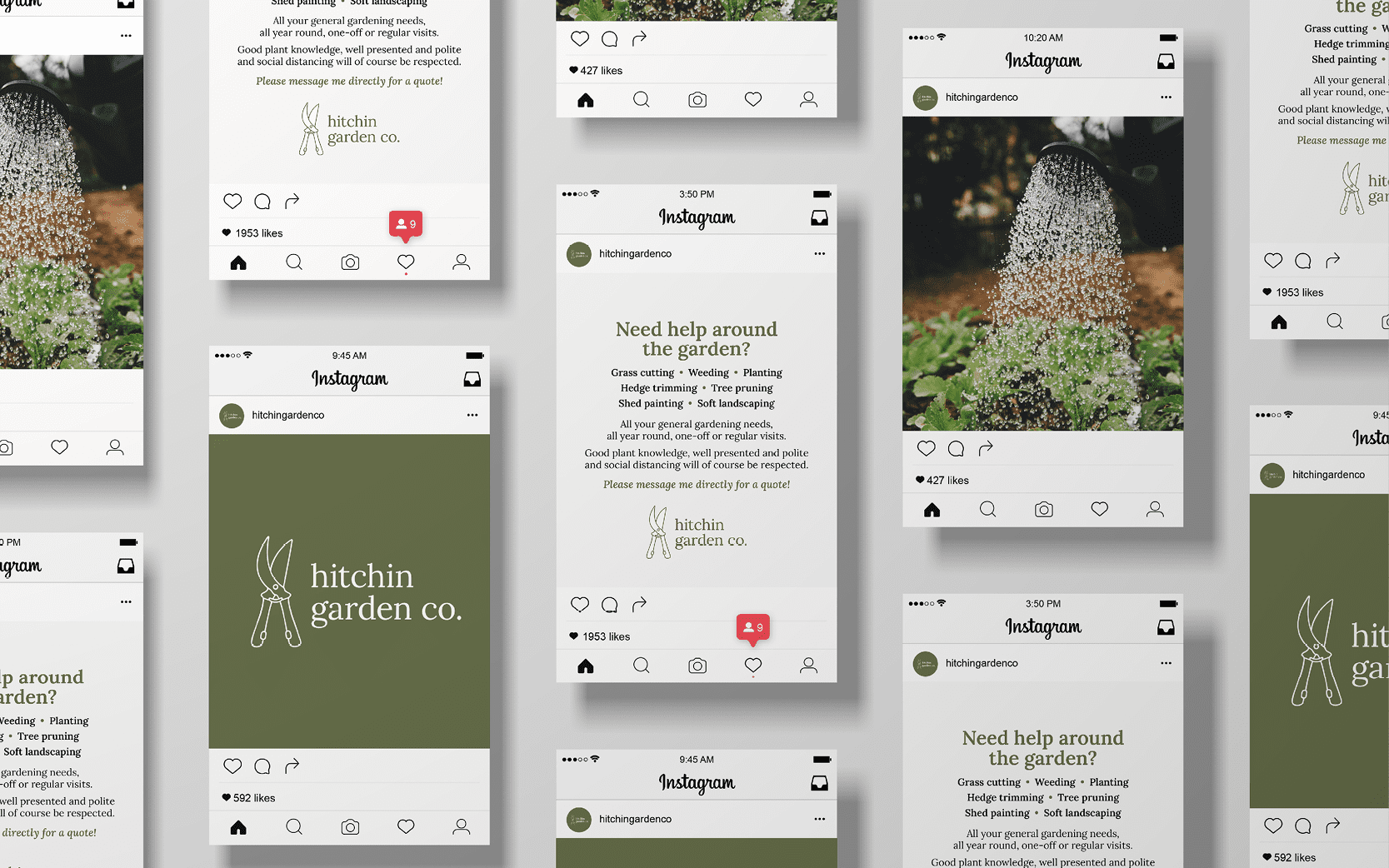 Hitchin Garden Co. Instagram Grid Design Social media