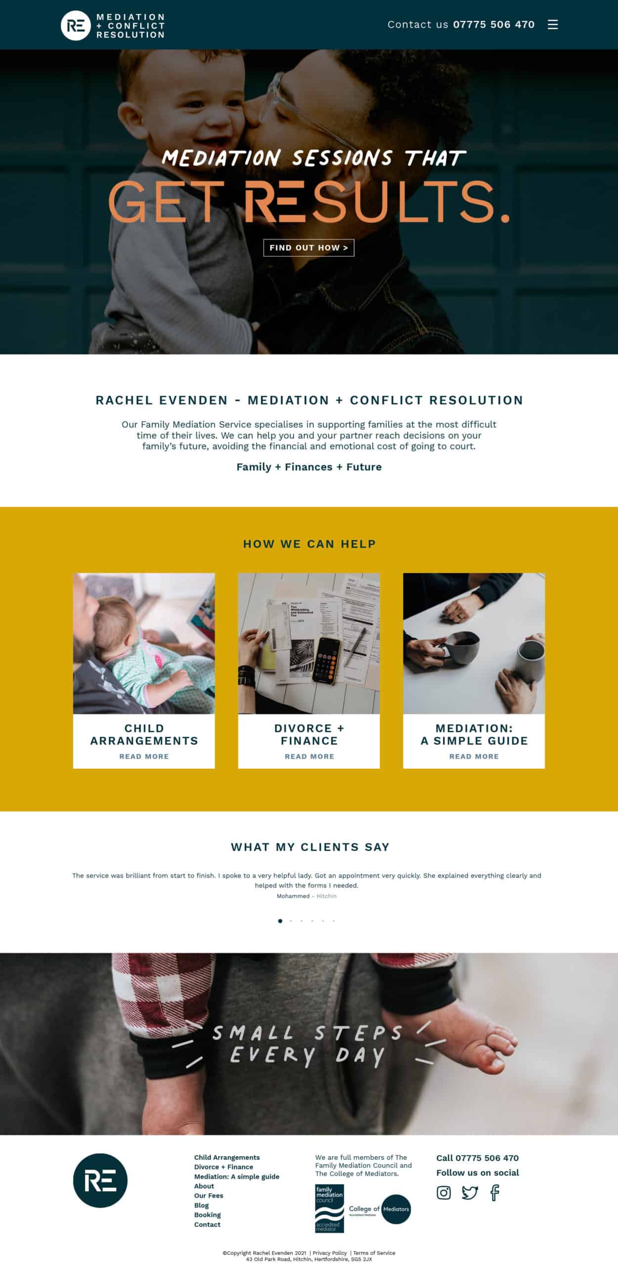 Rachel Evenden Mediation & Conflict Resolution website design layout