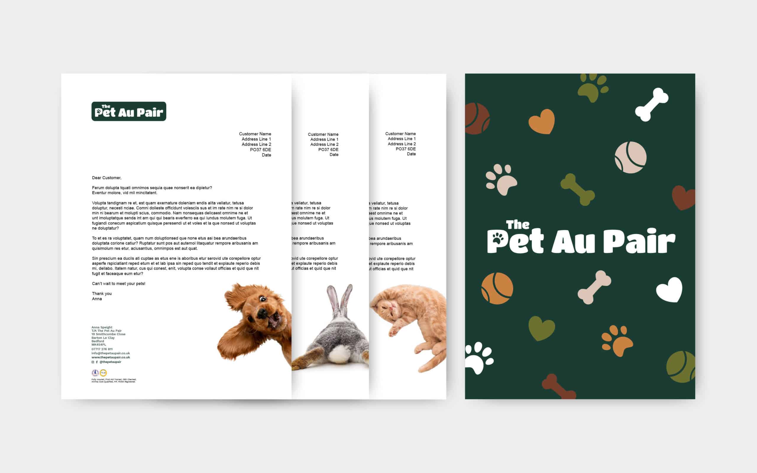 The Pet Au Pair Stationery Design Graphic Layout