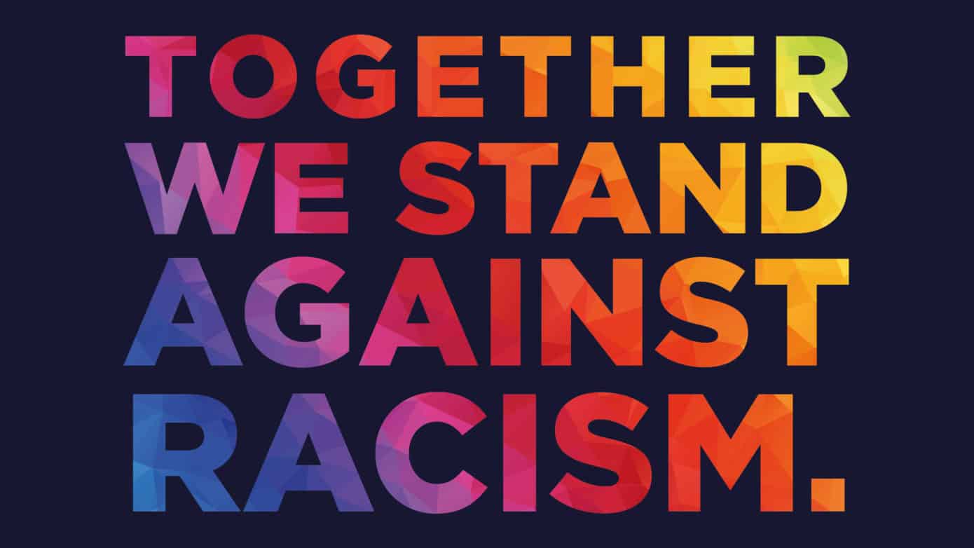 hitchin together we stand against racism logo branding