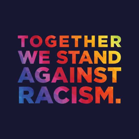 hitchin together we stand against racism logo branding